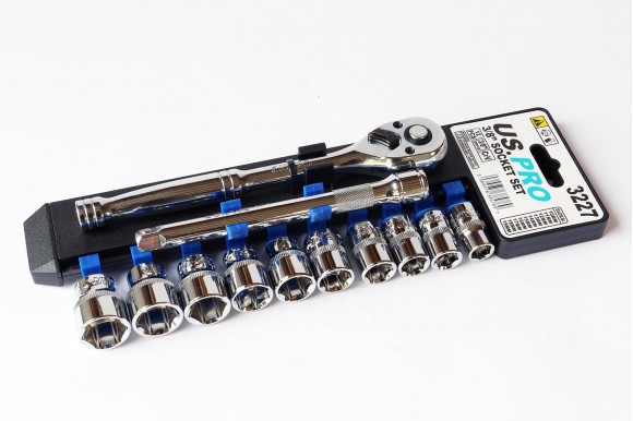 Dopsleutelset 10 t/m 19 mm met 72-tandige ratel 3/8" 12-delig